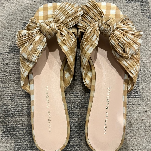 Loeffler Randall Daphne Knot Flat Sandals In Mustard Gingham - Picture 7 of 7